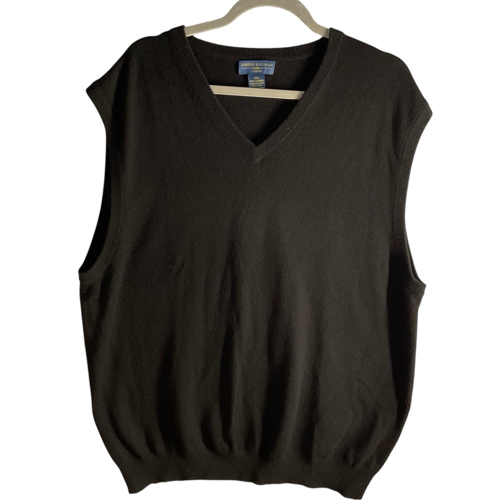 Joseph & Lyman Men's 100% Cashmere Black Knit Vest Sz. XXL Classic V-Neck